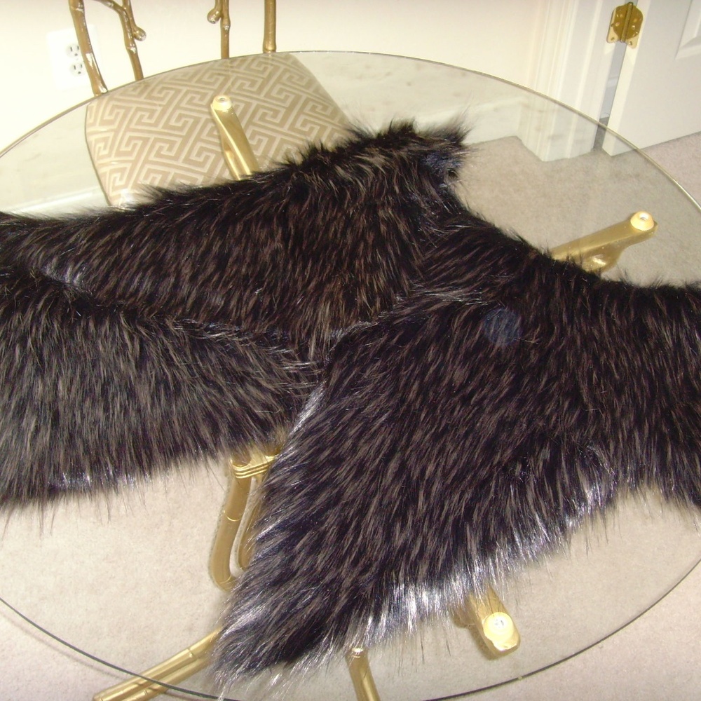 Black Fox-Like Faux Fur Fabric (3 Remanent Pieces)